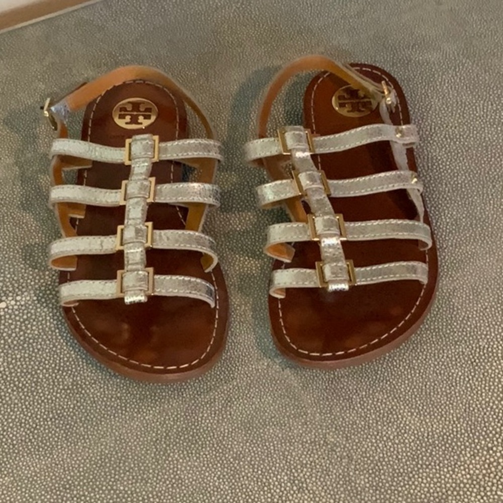 Tory Burch Silver & Gold Gladiator Sandals